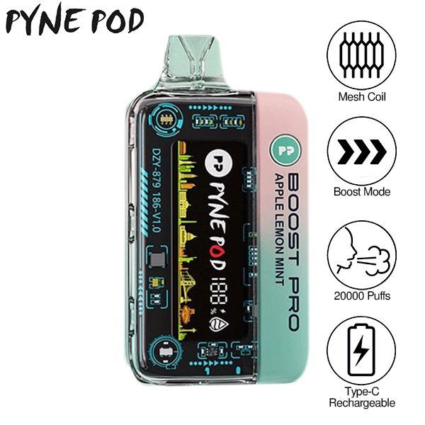 Pyne Pod Boost Pro 20000 Puffs Disposable Vape - Apple Lemon Mint
