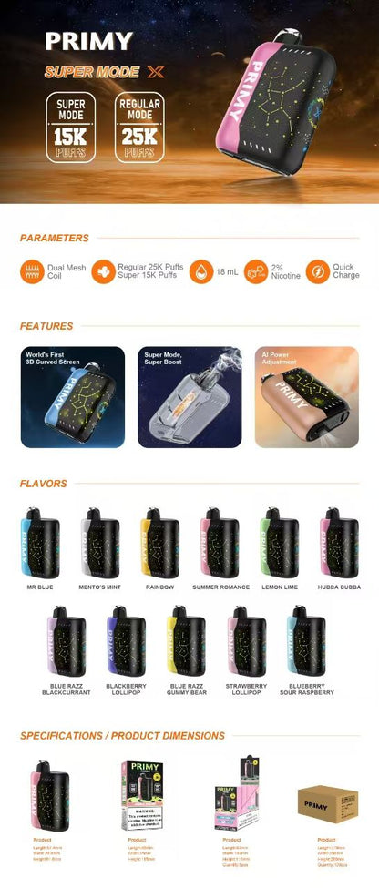 Primy PR25000 Puffs Prefilled Vape Pod Kit - Box of 5