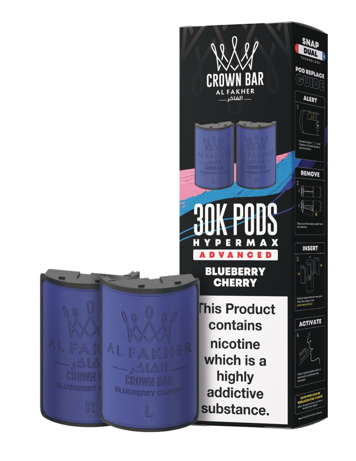 Image Of Al Fakher Crown Bar 30K Hypermax Refills Pods - Box of 5