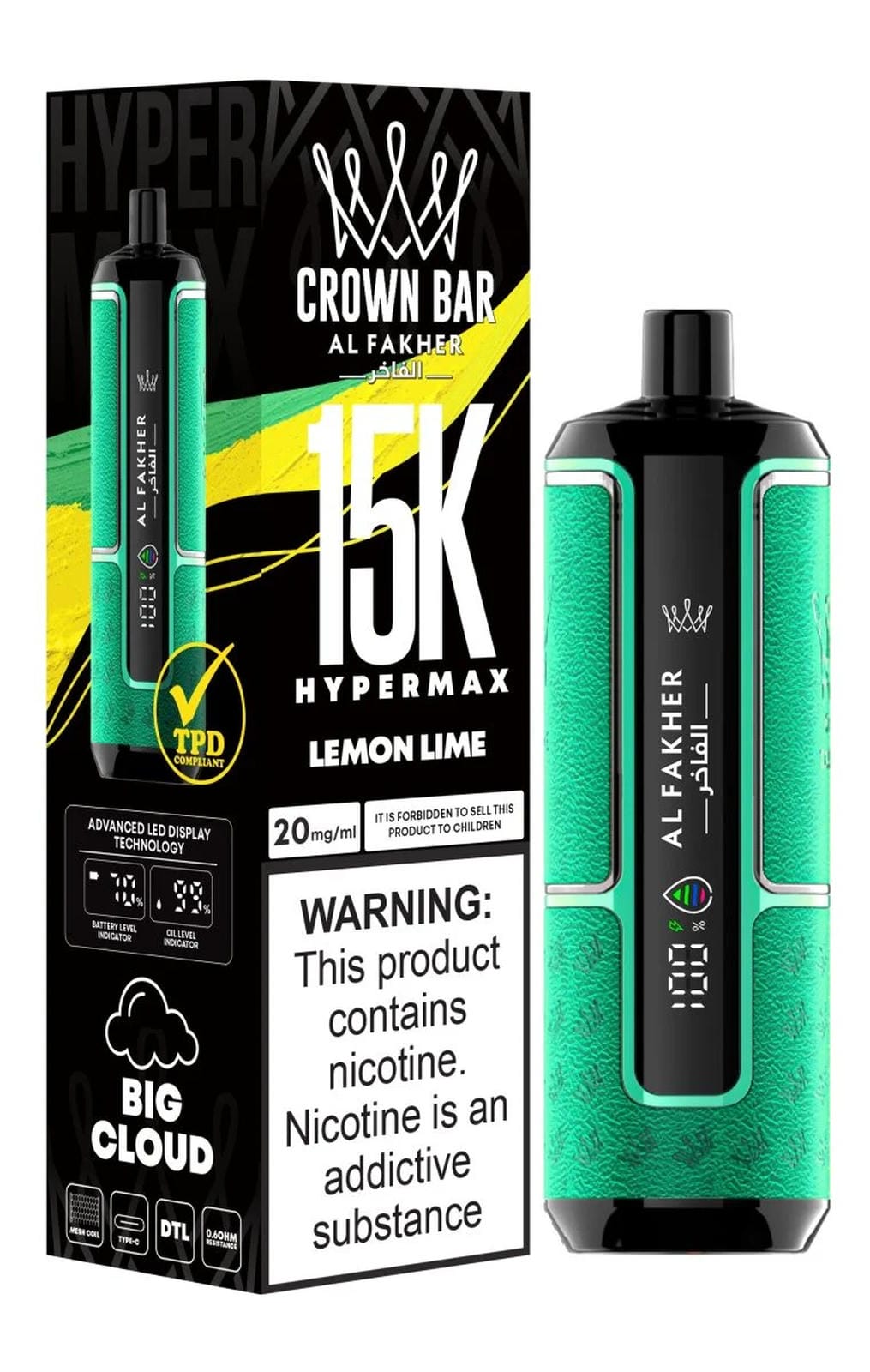 Al Fakher Crown Bar Hypermax 15k Puffs Prefilled Vape - Box of 5