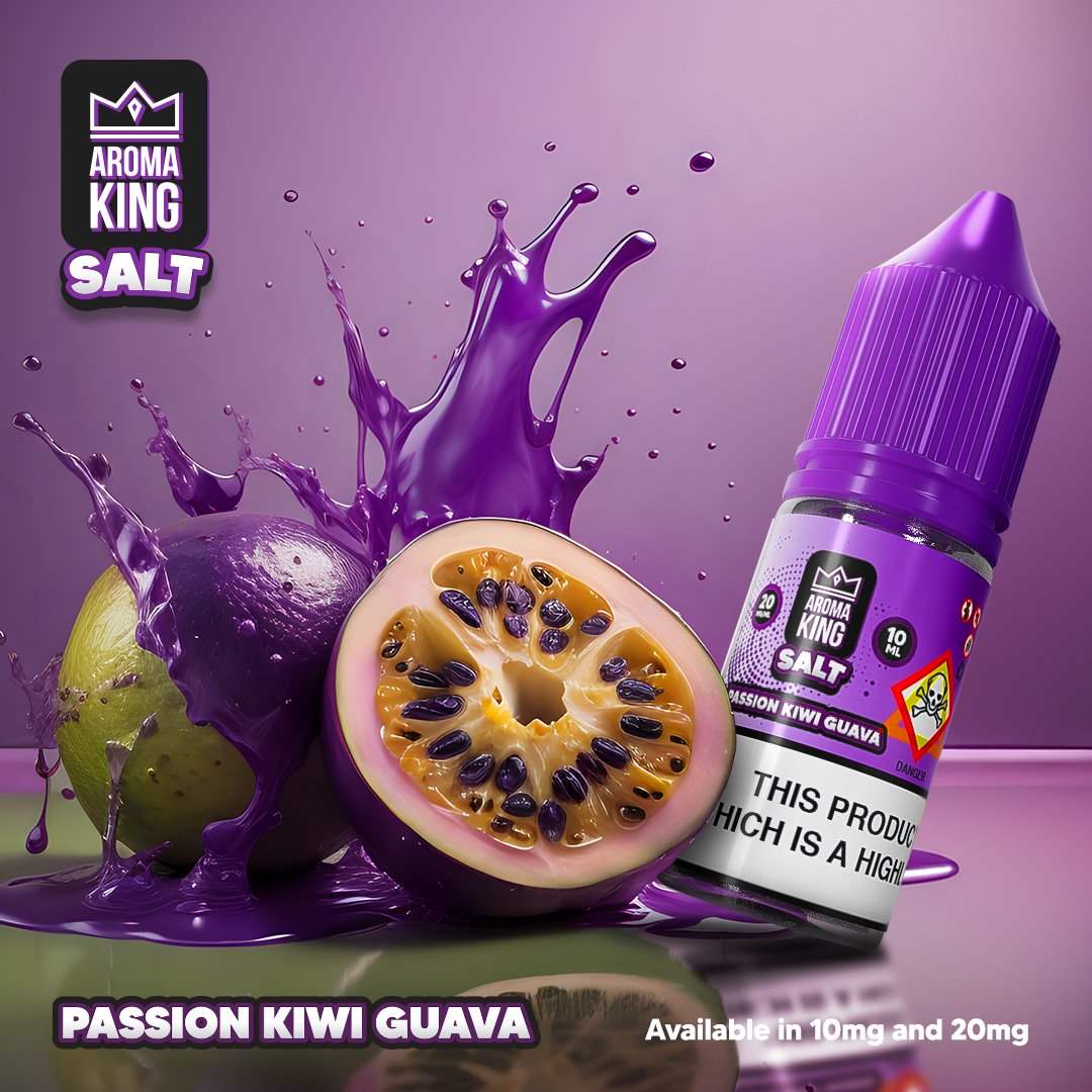 Aroma King Nic Salts 10ml E-liquids in 10 & 20 MG - Box of 10 - with Passion Kiwi Guava flavour
