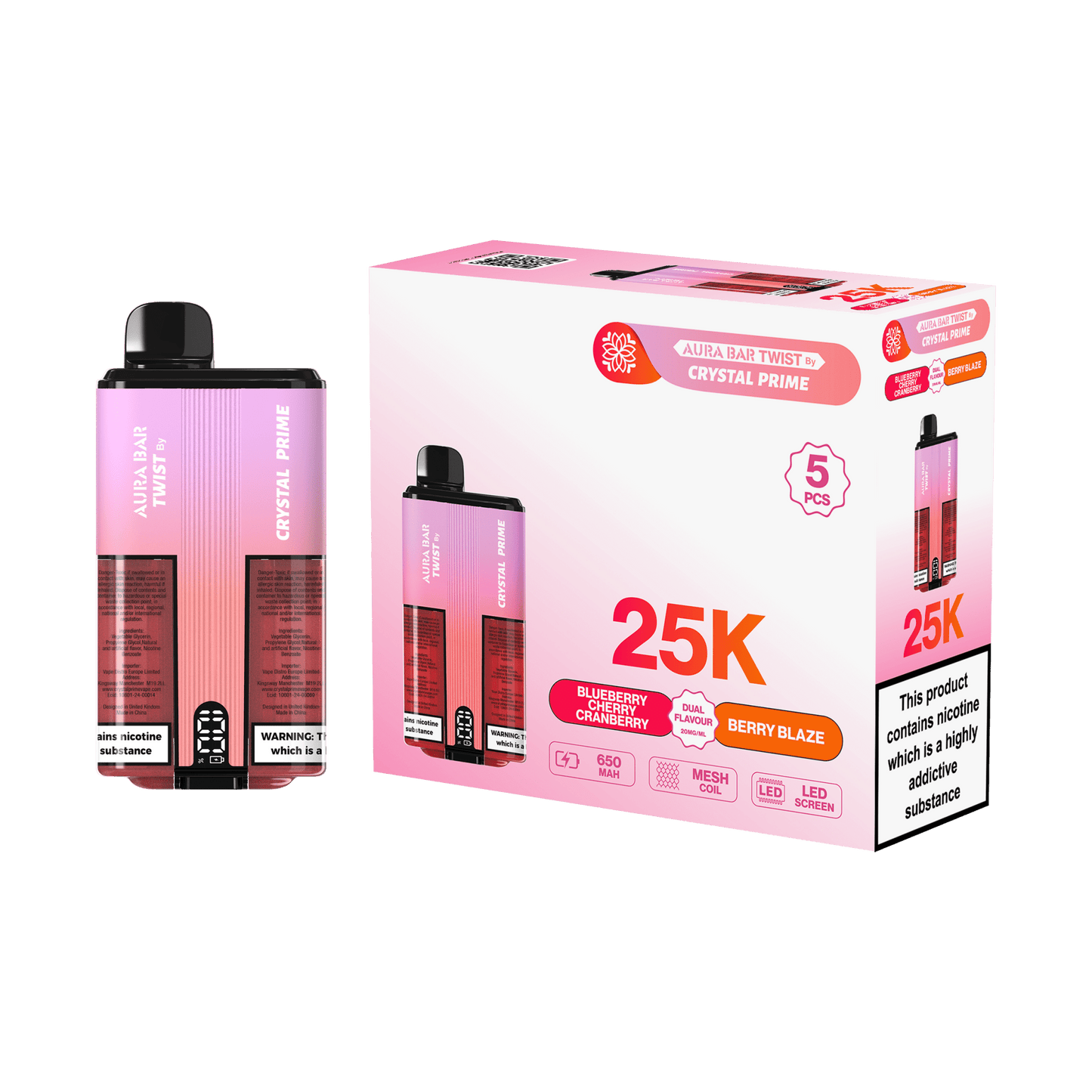 Aura Bar Twist 25000 Puffs by Crystal Prime - Box of 5
