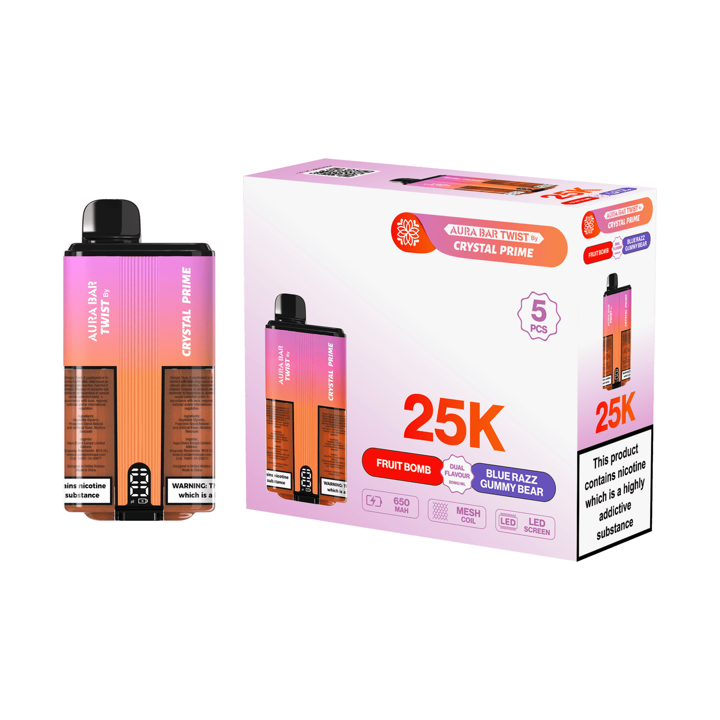 Aura Bar Twist 25000 Puffs by Crystal Prime - Box of 5