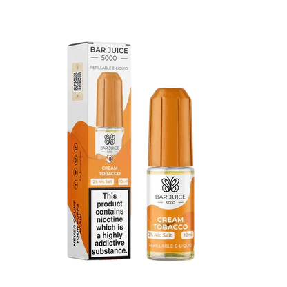 Bar Juice 5000 Nic Salt 10ml - Box of 10 Available In Cream Tobacc Flavour 