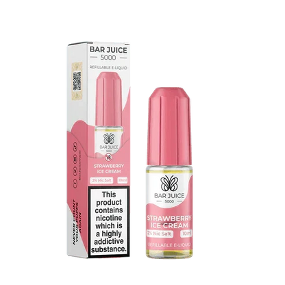 Bar Juice 5000 Nic Salt 10ml - Box of 10 Available In Strawberry Ice Cream Flavour 