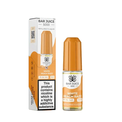 Bar Juice 5000 Nic Salt 10ml - Box of 10 Available In White Peach Razz Flavour 