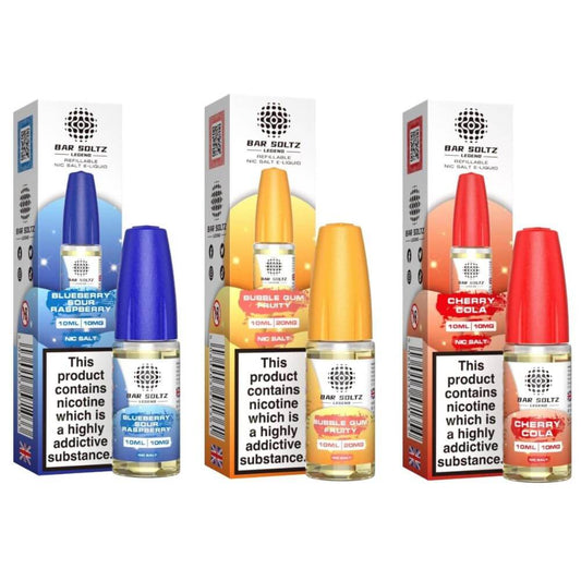 Bar Soltz 10ml Nic Salt E-Liquid 10 & 20mg | Pack of 10