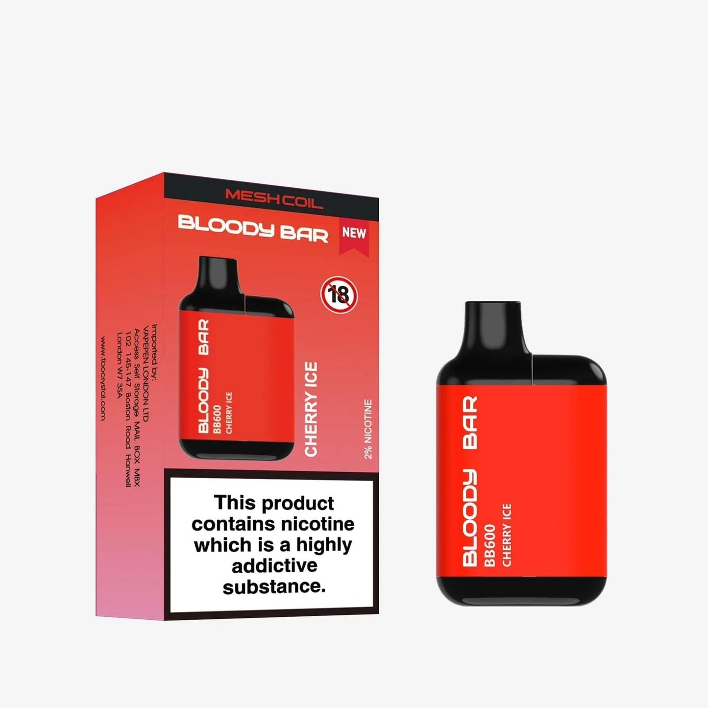 Bloody Bar BB600 Prefilled Pod Vape Kit - Pack of 10