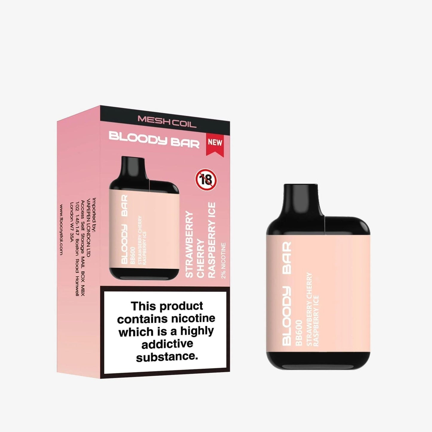 Bloody Bar BB600 Prefilled Pod Vape Kit - Pack of 10