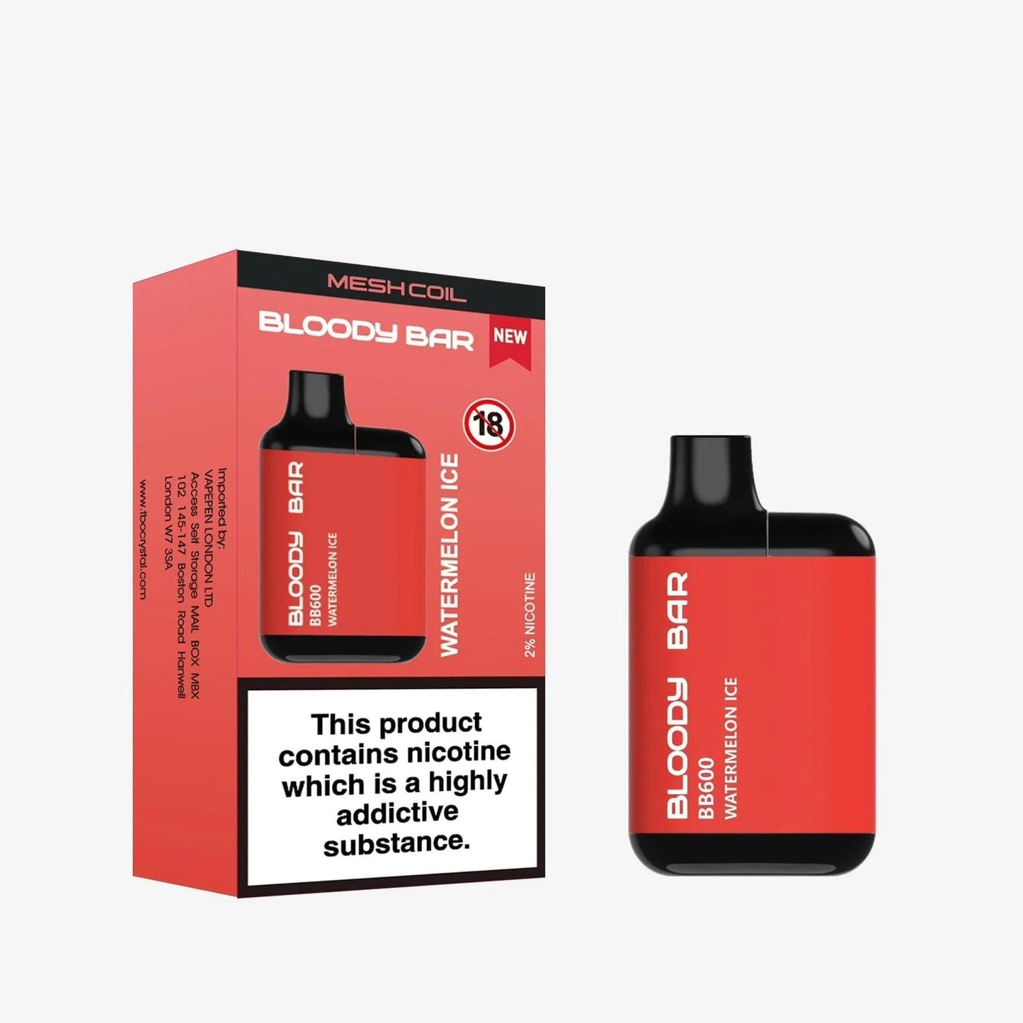 Bloody Bar BB600 Prefilled Pod Vape Kit - Pack of 10