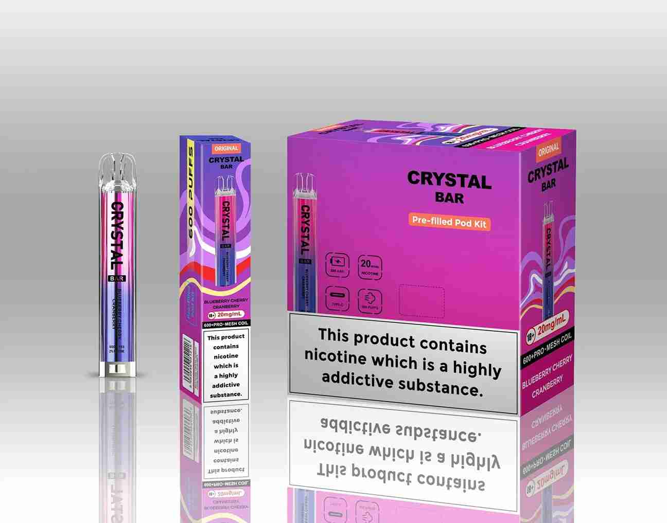 Crystal Bar Original 600 Prefilled Pod Kit - Pack of 10