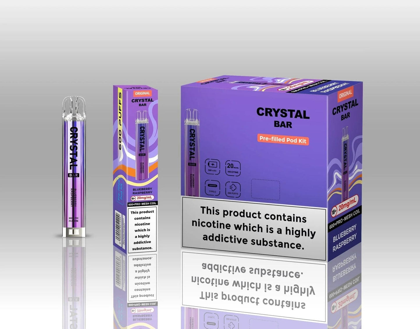 Crystal Bar Original 600 Prefilled Pod Kit - Pack of 10