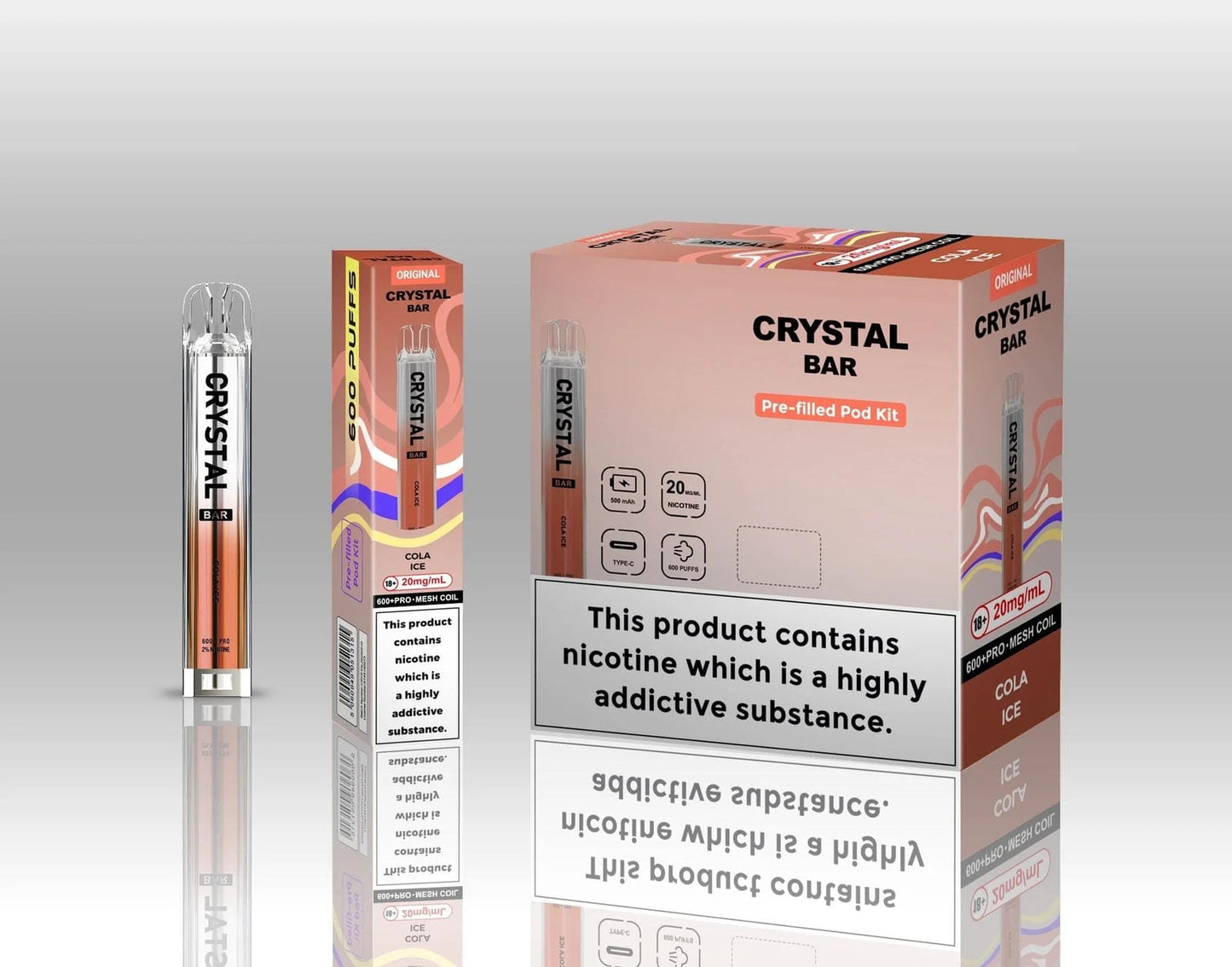 Crystal Bar Original 600 Prefilled Pod Kit - Pack of 10
