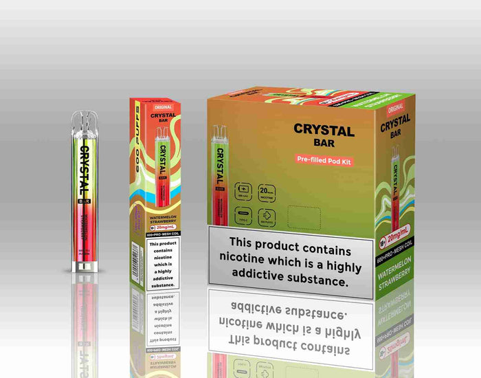 Image of Crystal Bar Original 600 Prefilled Pod Kit Pack of 10 - Flavour Watermelon Strawberry