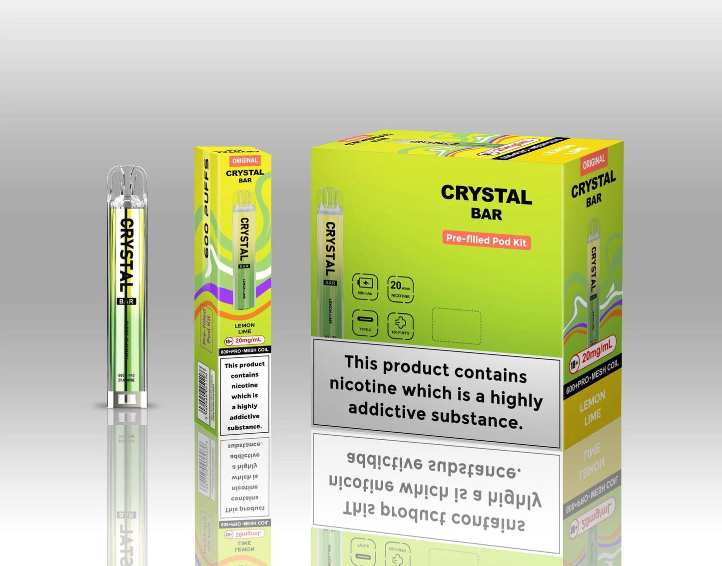 Crystal Bar Original 600 Prefilled Pod Kit - Pack of 10