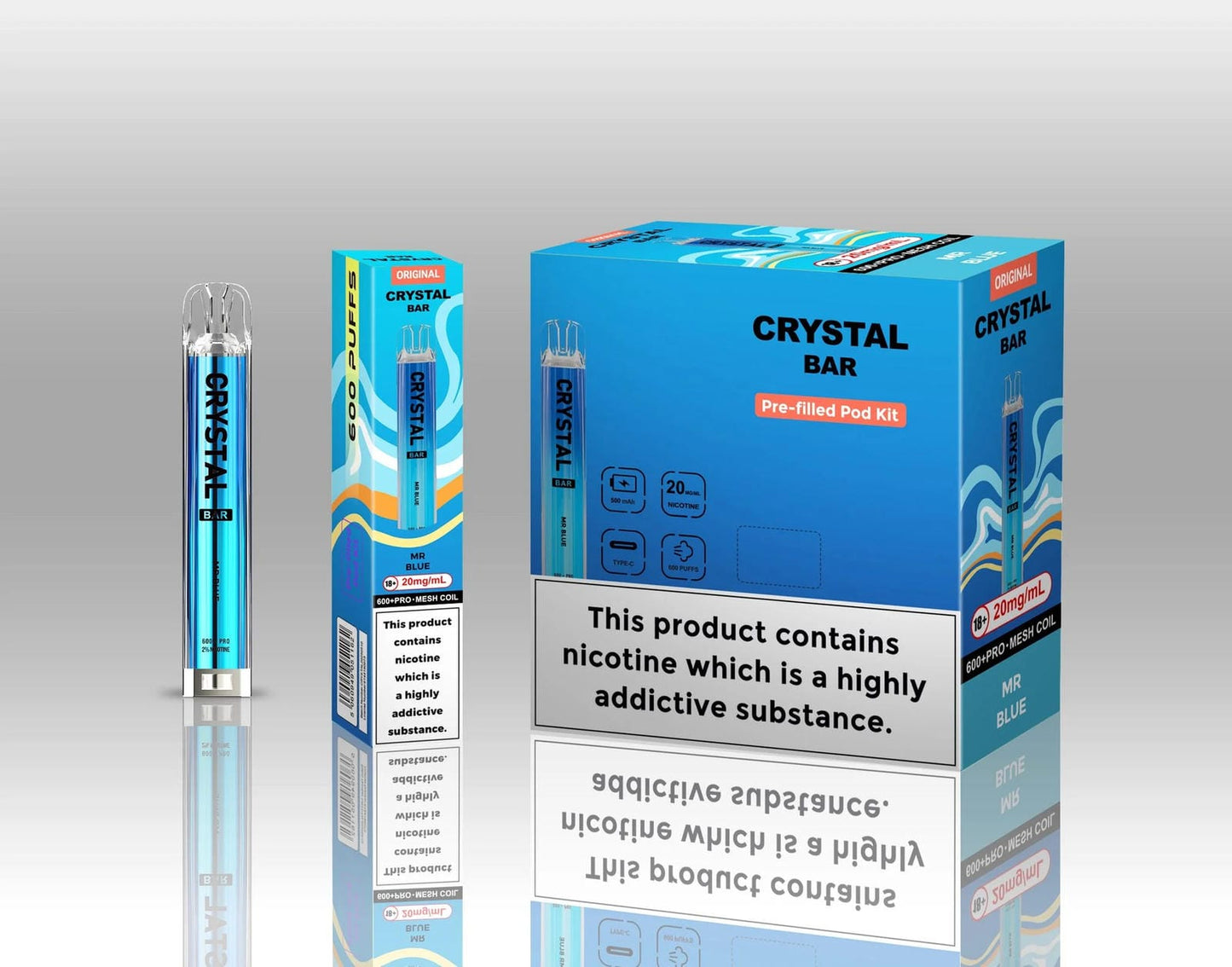 Crystal Bar Original 600 Prefilled Pod Kit - Pack of 10