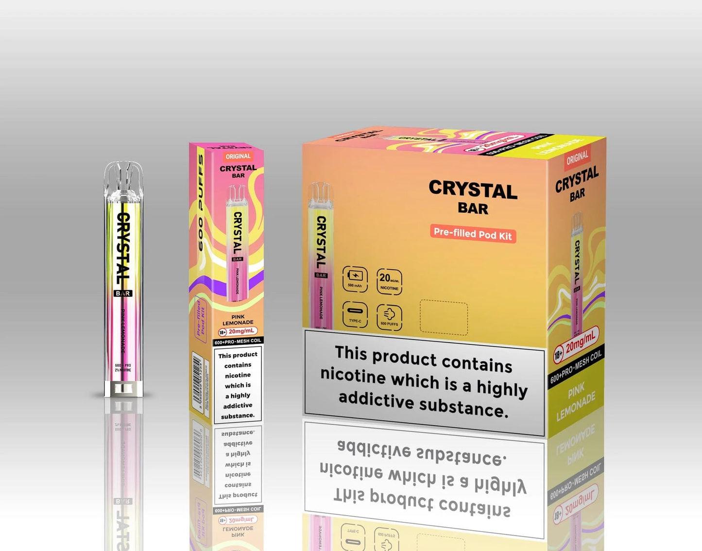 Crystal Bar Original 600 Prefilled Pod Kit - Pack of 10