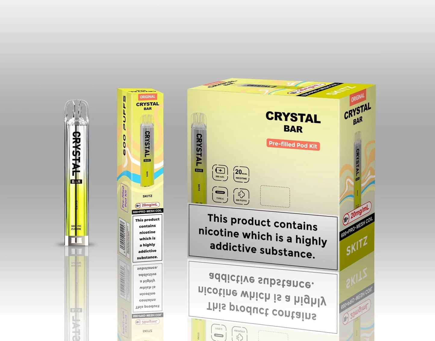 Crystal Bar Original 600 Prefilled Pod Kit - Pack of 10