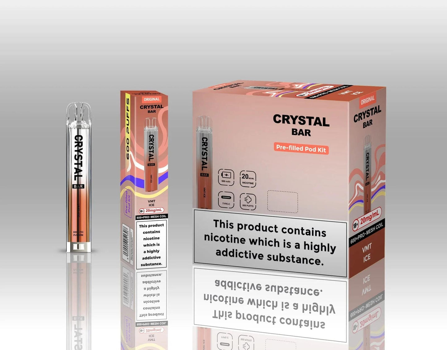 Crystal Bar Original 600 Prefilled Pod Kit - Pack of 10