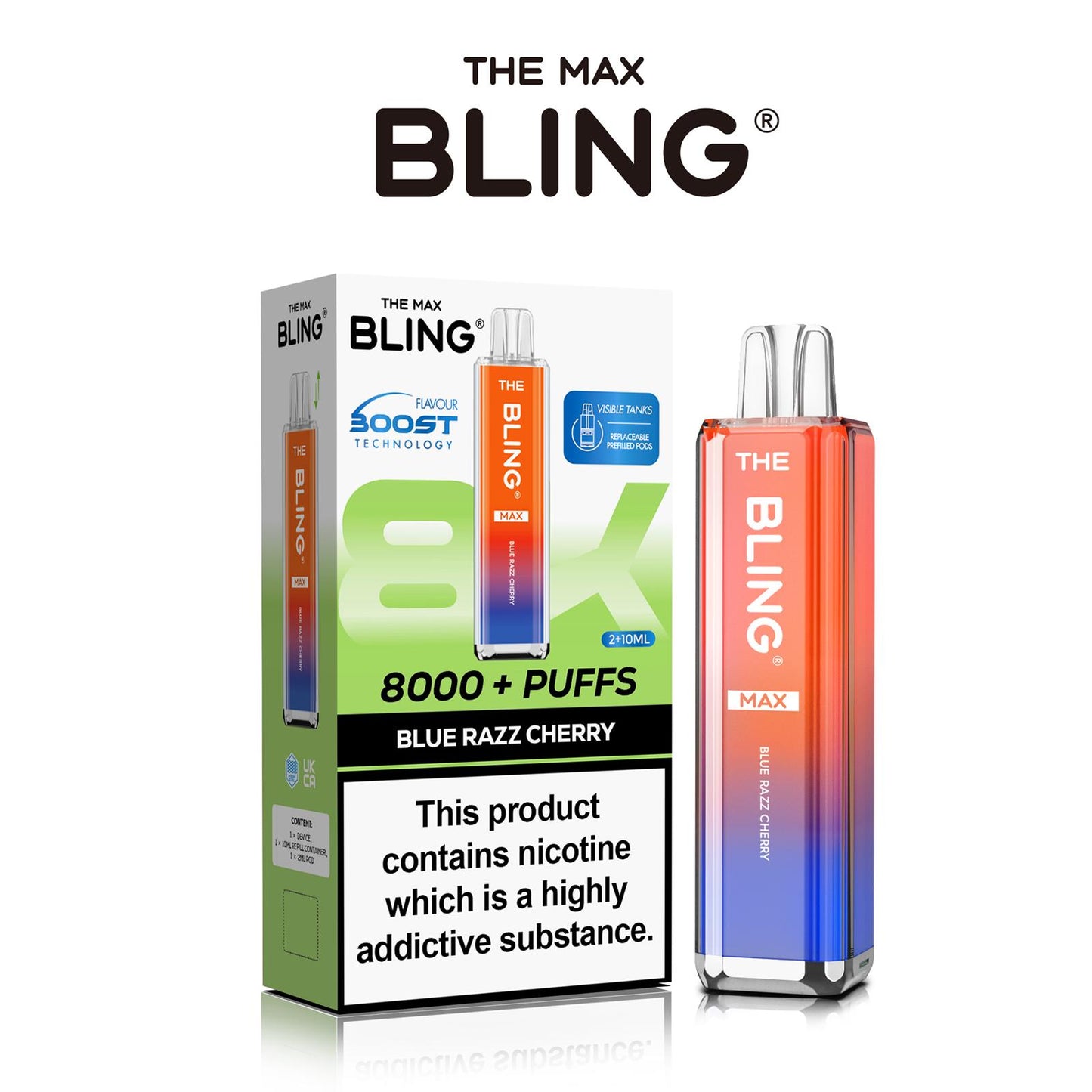 Flavour of Crystal Bling Max 8000 Pod Kit, available in Wholesale Box of 5 at wholesale