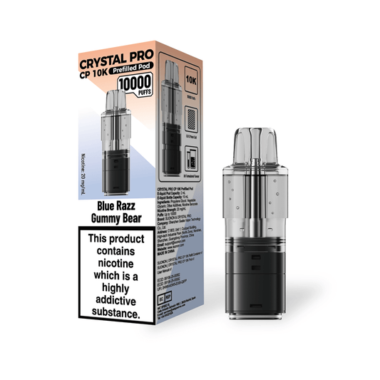 Crystal Pro CP 10k Replacement Pods Box of 5, Blue Razz Gummy Bear Flavour 