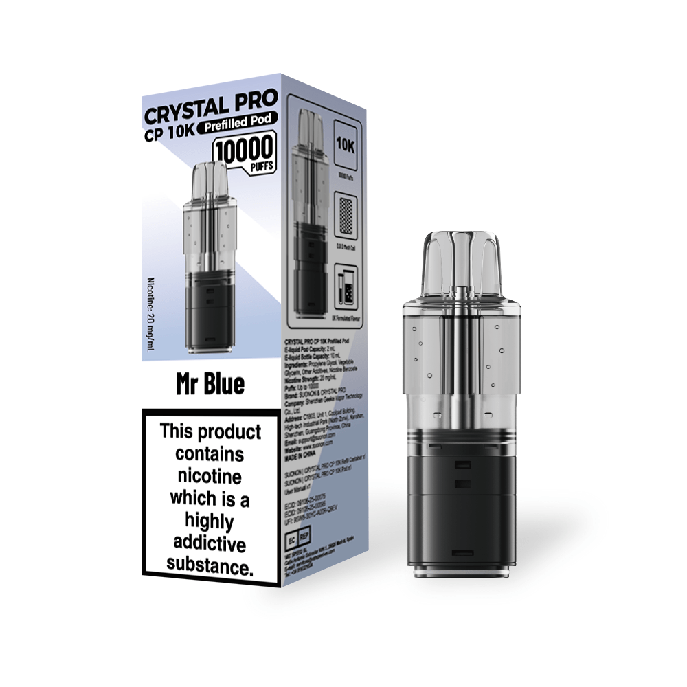 Crystal Pro CP 10k Replacement Pods Box of 5, Mr Blue Flavour