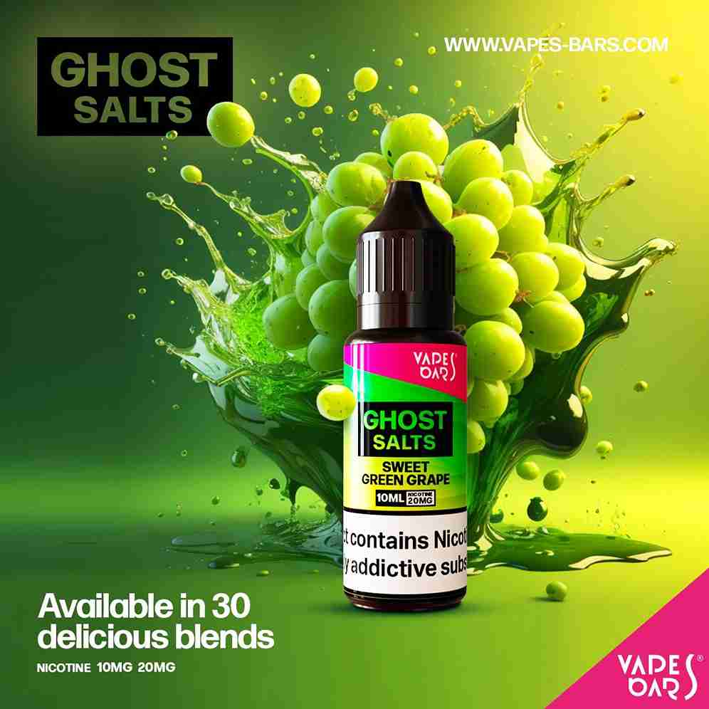 GHOT 3500 Nic Salts 10ml 20mg - Box of 10 available in 30 blends with Sweet Green Grape flavour 