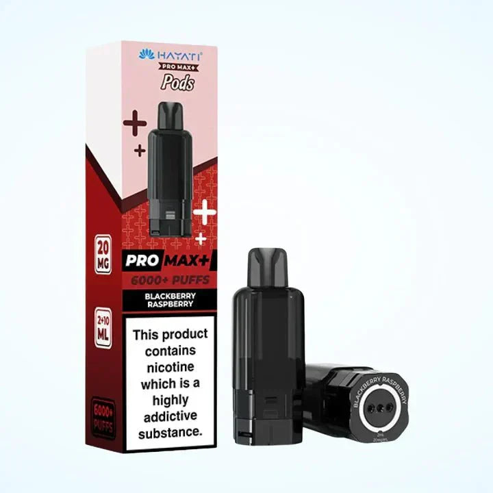 Hayati Pro Max Plus 6000 Puffs Prefilled Pods Box Of 5, Blackberry Raspberry Flavour 