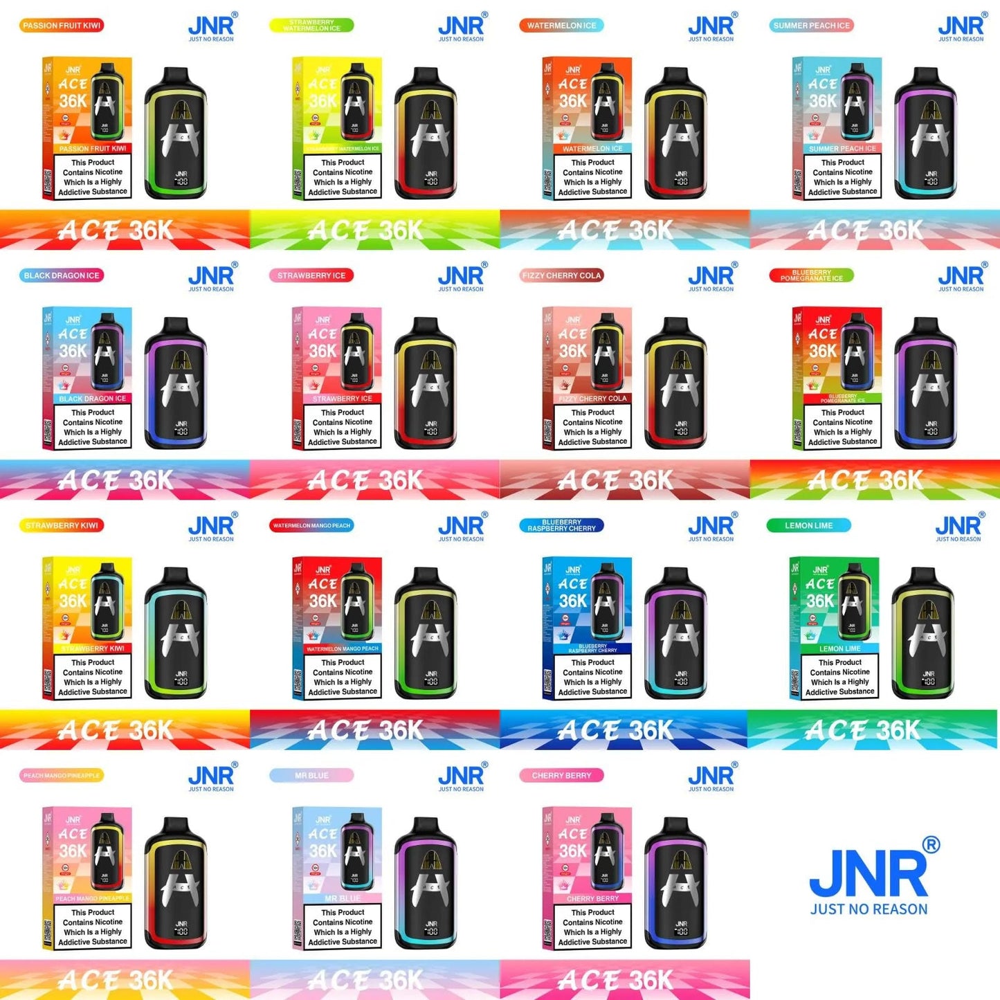 JNR Ace 36K Puffs Prefilled Vape Pod Kit - Box of 5