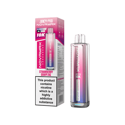 Juicy Pod Novamax 10k Prefilled Pod Vape Kit - Pack of 5 available in Strawberry Grape GB Flavour 
