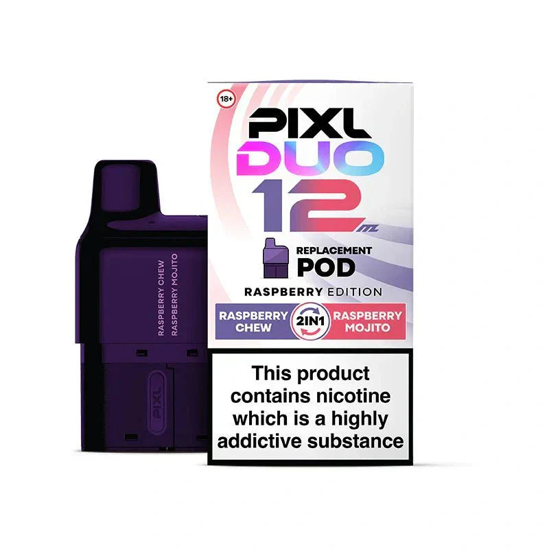 PIXL Duo 12 Replacement Pods Pack of 5, Raspberry Chew, Raspberry Mojito Flavour