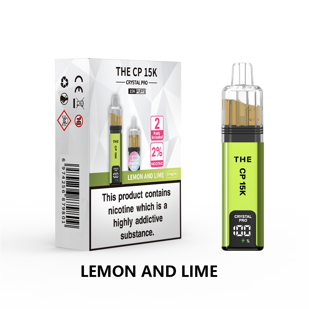 The Crystal Pro CP 15k Prefilled Vape Kit Box of 5, Lemon Lime Flavour