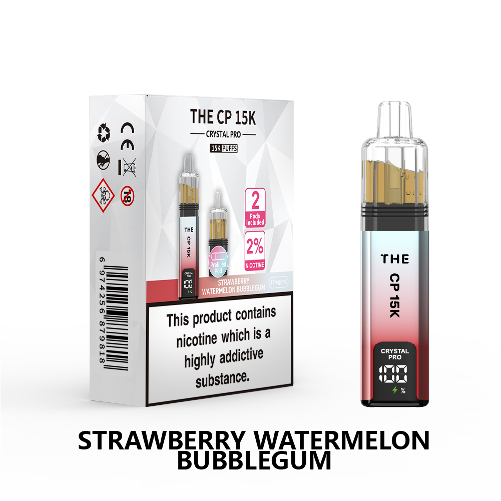The Crystal Pro CP 15k Prefilled Vape Kit Box of 5, Strawberry Watermelon Bubblegum Flavour