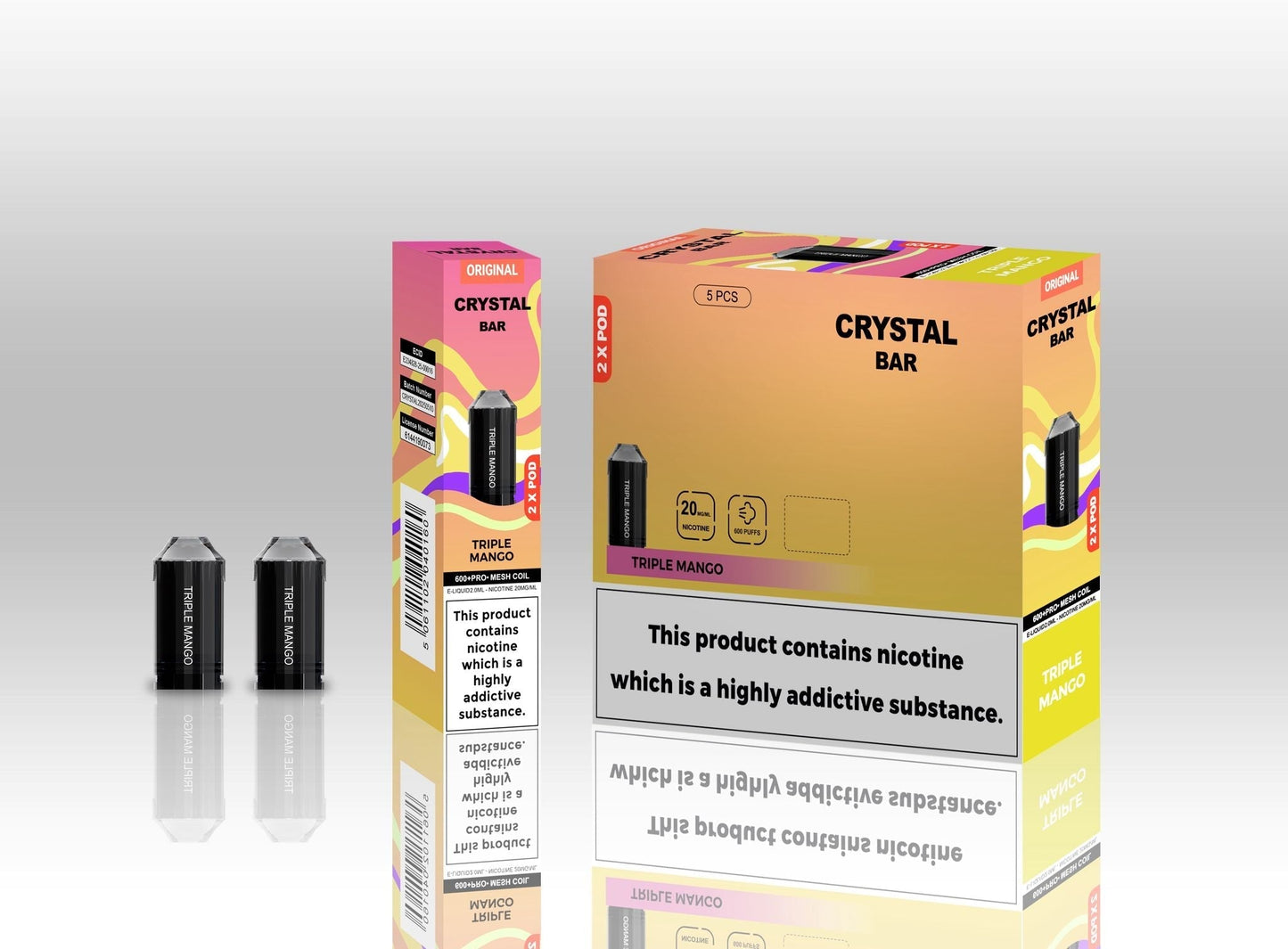 Crystal Bar Original 600 Prefilled Replacement Pods - Box of 10
