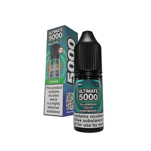 Ultimate Bar 5000 Nic Salt Box of 10 Available In Blueberry Sour Raspberry Flavour 