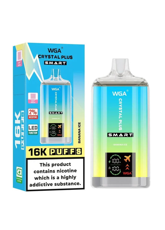 WGA Crystal Plus Smart 16k vape device and packaging on a white background